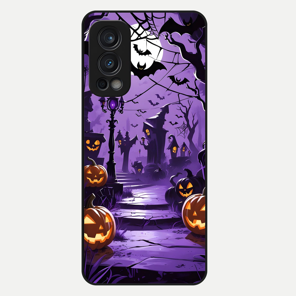  Pumpkin Patch Halloween Glass Case For OnePlus Nord 2 back cover – full design glossy printed glass finish
