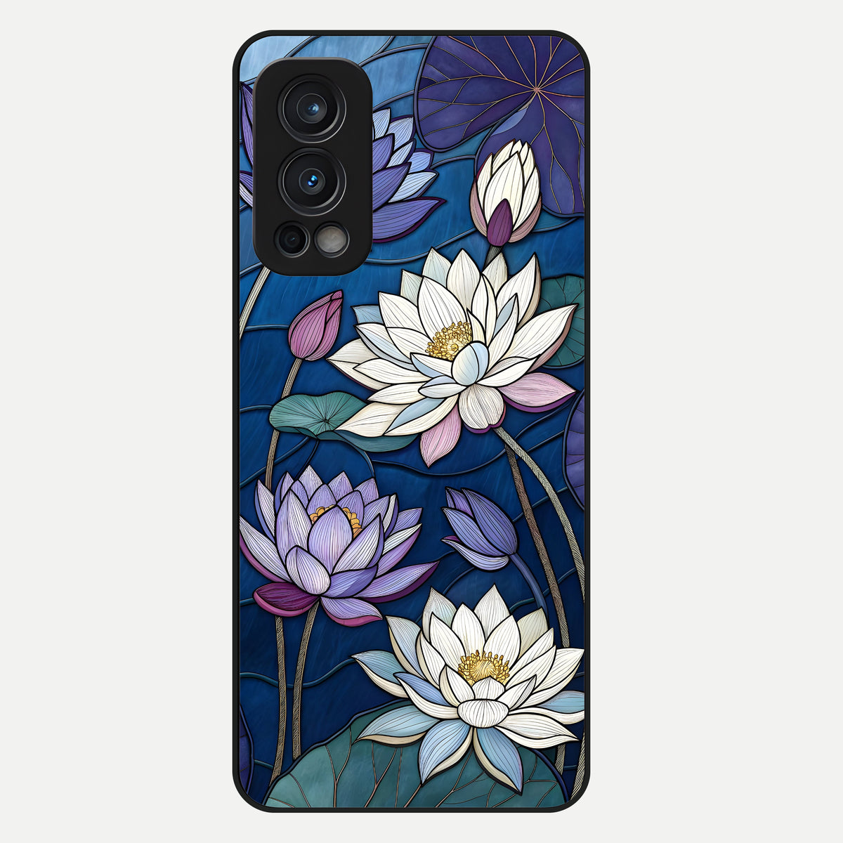  Purple Lotus Stained Glass Case For OnePlus Nord 2 back cover – full design glossy printed glass finish