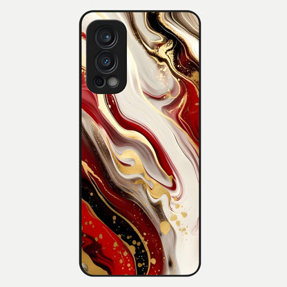  Red And White Marble Glass Case For OnePlus Nord 2 back cover – full design glossy printed glass finish