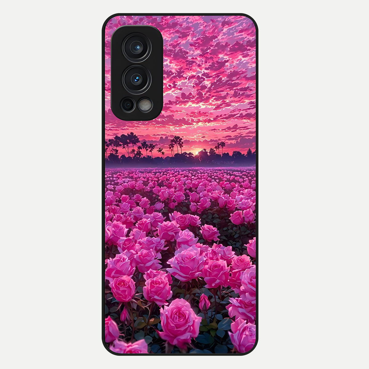  Rose Sunset Valley Glass Case For OnePlus Nord 2 back cover – full design glossy printed glass finish