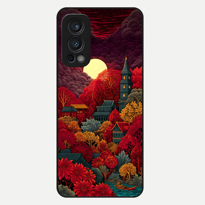  Scarlet Autumn Temple Glass Case For OnePlus Nord 2 back cover – full design glossy printed glass finish