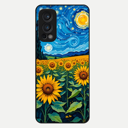  Starry Sunflower Dreams Glass Case For OnePlus Nord 2 back cover – full design glossy printed glass finish