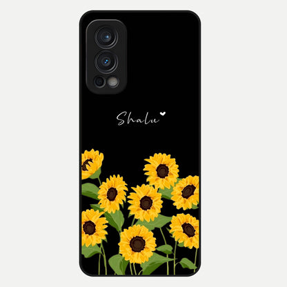  Sunflower Sky Bloom Glass Case For OnePlus Nord 2 back cover – full design glossy printed glass finish
