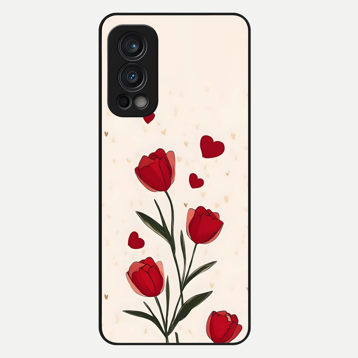  Tulip With Heart Glass Case For OnePlus Nord 2 back cover – full design glossy printed glass finish