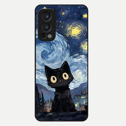  Van Gogh Cat Glass Case For OnePlus Nord 2 back cover – full design glossy printed glass finish