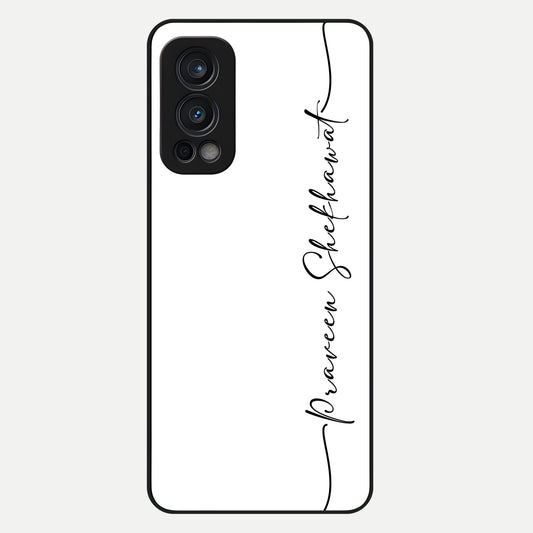  White Tune Custom Name Glass Case For OnePlus Nord 2 back cover – personalized glossy printed glass finish