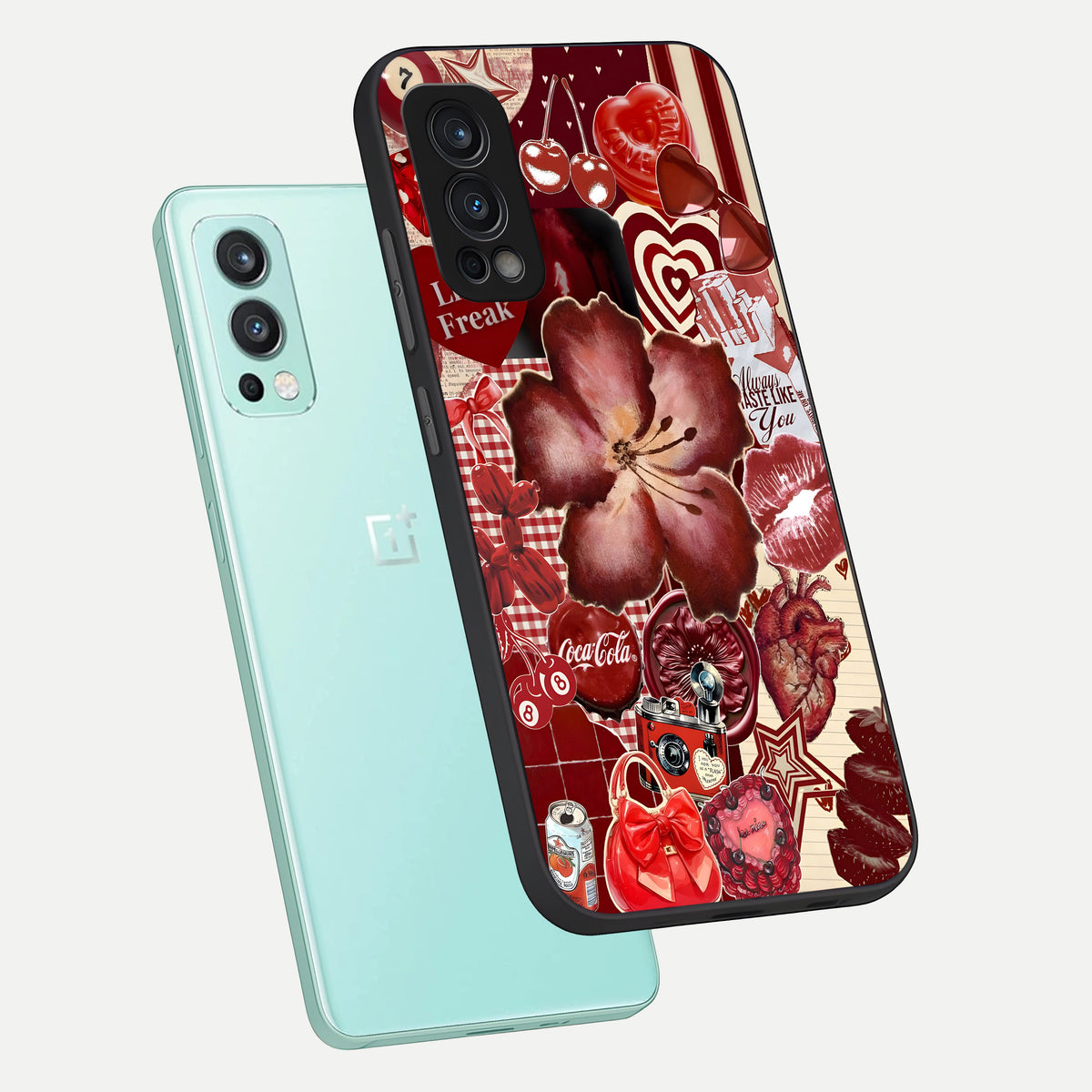  Aesthetic Little Freak phone case For OnePlus Nord 2 showing premium glass back cover with detailed artwork