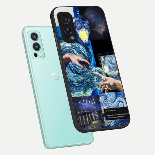  Aesthetic Vando Hands phone case For OnePlus Nord 2 showing premium glass back cover with detailed artwork
