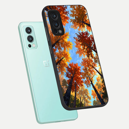  Autumn Sky Rise phone case For OnePlus Nord 2 showing premium glass back cover with detailed artwork