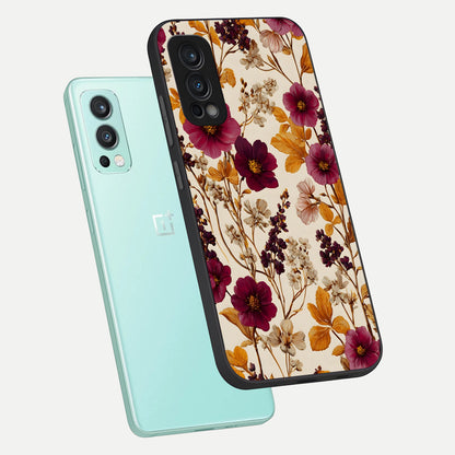  Autumn Wine Bloom phone case For OnePlus Nord 2 showing premium glass back cover with detailed artwork