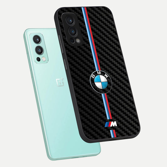  BMW Pattern phone case For OnePlus Nord 2 showing premium glass back cover with detailed artwork