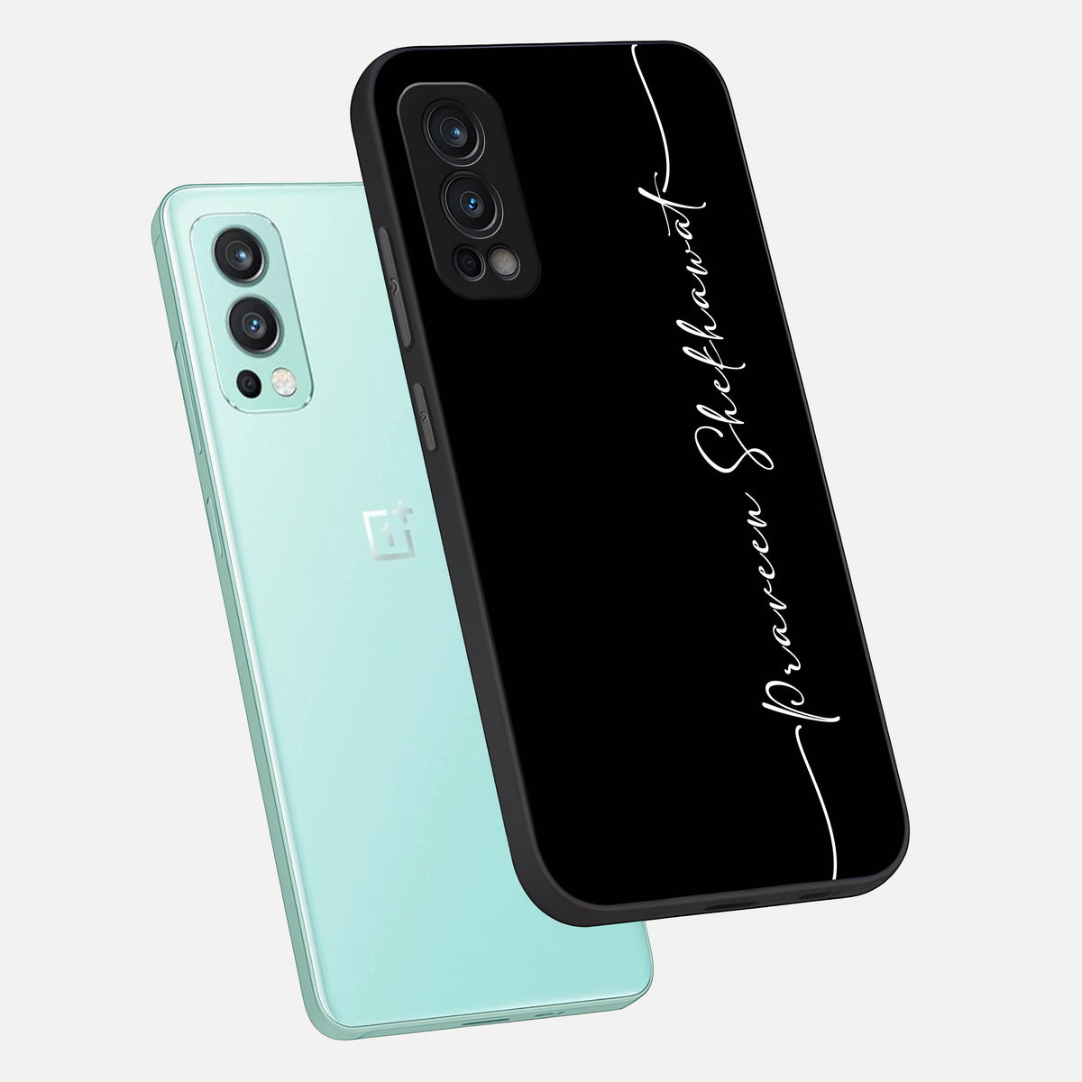  Black Tune Custom Name phone case For OnePlus Nord 2 showing premium glass back cover with detailed artwork
