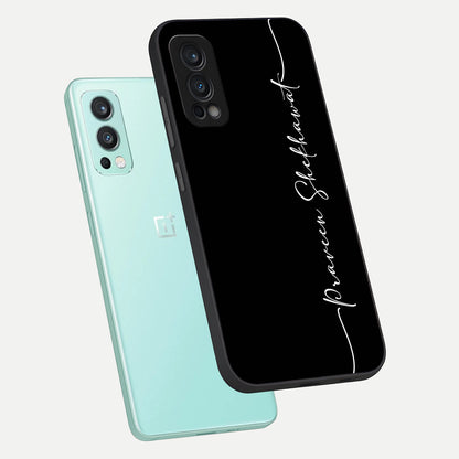  Black Tune Custom Name phone case For OnePlus Nord 2 showing premium glass back cover with detailed artwork
