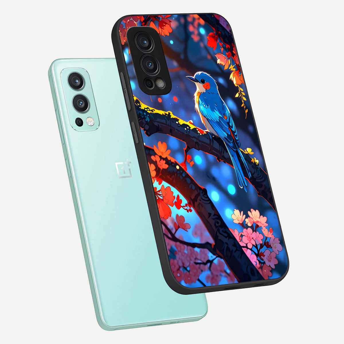  Blooming Water Drift phone case For OnePlus Nord 2 showing premium glass back cover with detailed artwork