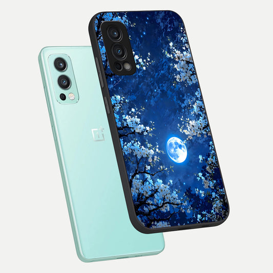  Blossom Moonlight Sky phone case For OnePlus Nord 2 showing premium glass back cover with detailed artwork
