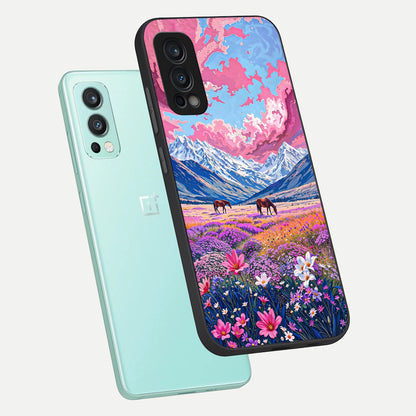  Blossom Valley Dream phone case For OnePlus Nord 2 showing premium glass back cover with detailed artwork