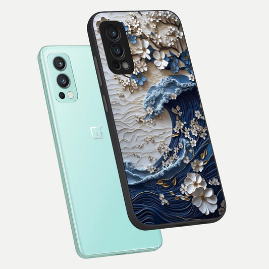  Blossom Wave Art phone case For OnePlus Nord 2 showing premium glass back cover with detailed artwork