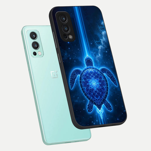  Blue Galaxy Turtle phone case For OnePlus Nord 2 showing premium glass back cover with detailed artwork