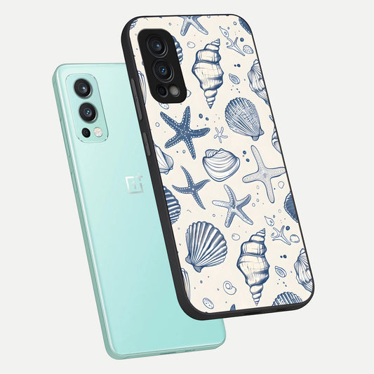  Blue Ocean Outline phone case For OnePlus Nord 2 showing premium glass back cover with detailed artwork