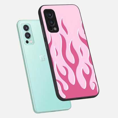  Blush Flame Energy phone case For OnePlus Nord 2 showing premium glass back cover with detailed artwork