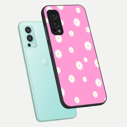  Bubblegum Daisy Pop phone case For OnePlus Nord 2 showing premium glass back cover with detailed artwork