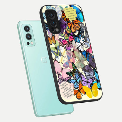  Butterflies Petal Dream phone case For OnePlus Nord 2 showing premium glass back cover with detailed artwork