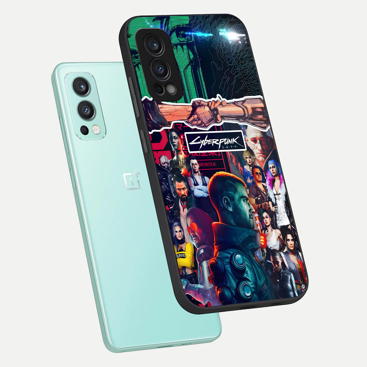  CYBERPUNK Legacy phone case For OnePlus Nord 2 showing premium glass back cover with detailed artwork