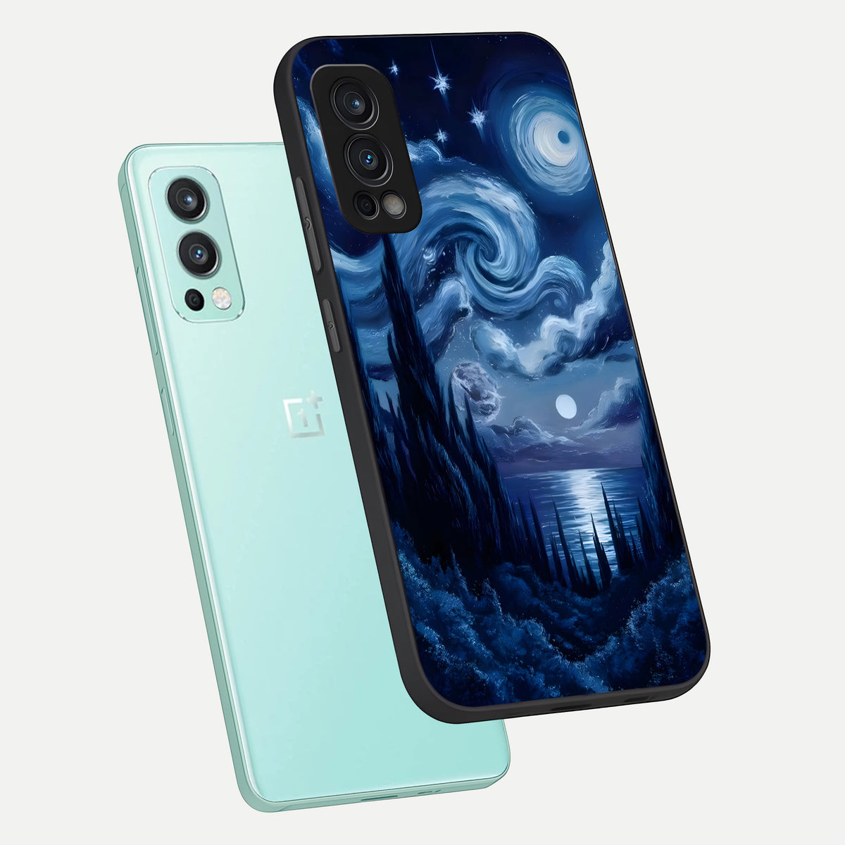  Celestial Dream Van Gogh phone case For OnePlus Nord 2 showing premium glass back cover with detailed artwork