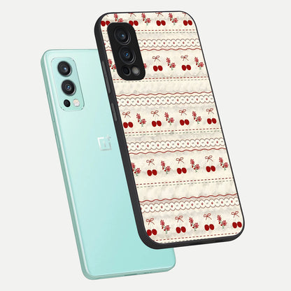  Cherry Bloom Charm phone case For OnePlus Nord 2 showing premium glass back cover with detailed artwork