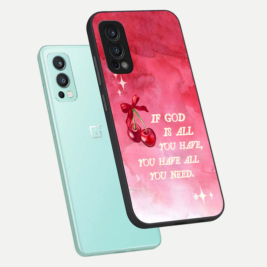  Cherry Quote phone case For OnePlus Nord 2 showing premium glass back cover with detailed artwork