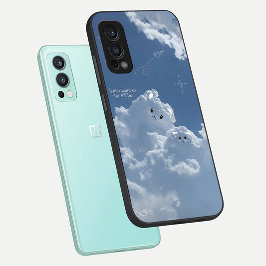  Cloud Bunny Dreams phone case For OnePlus Nord 2 showing premium glass back cover with detailed artwork