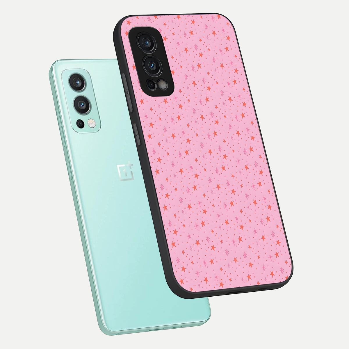  Cosmic Pink Sparkle phone case For OnePlus Nord 2 showing premium glass back cover with detailed artwork