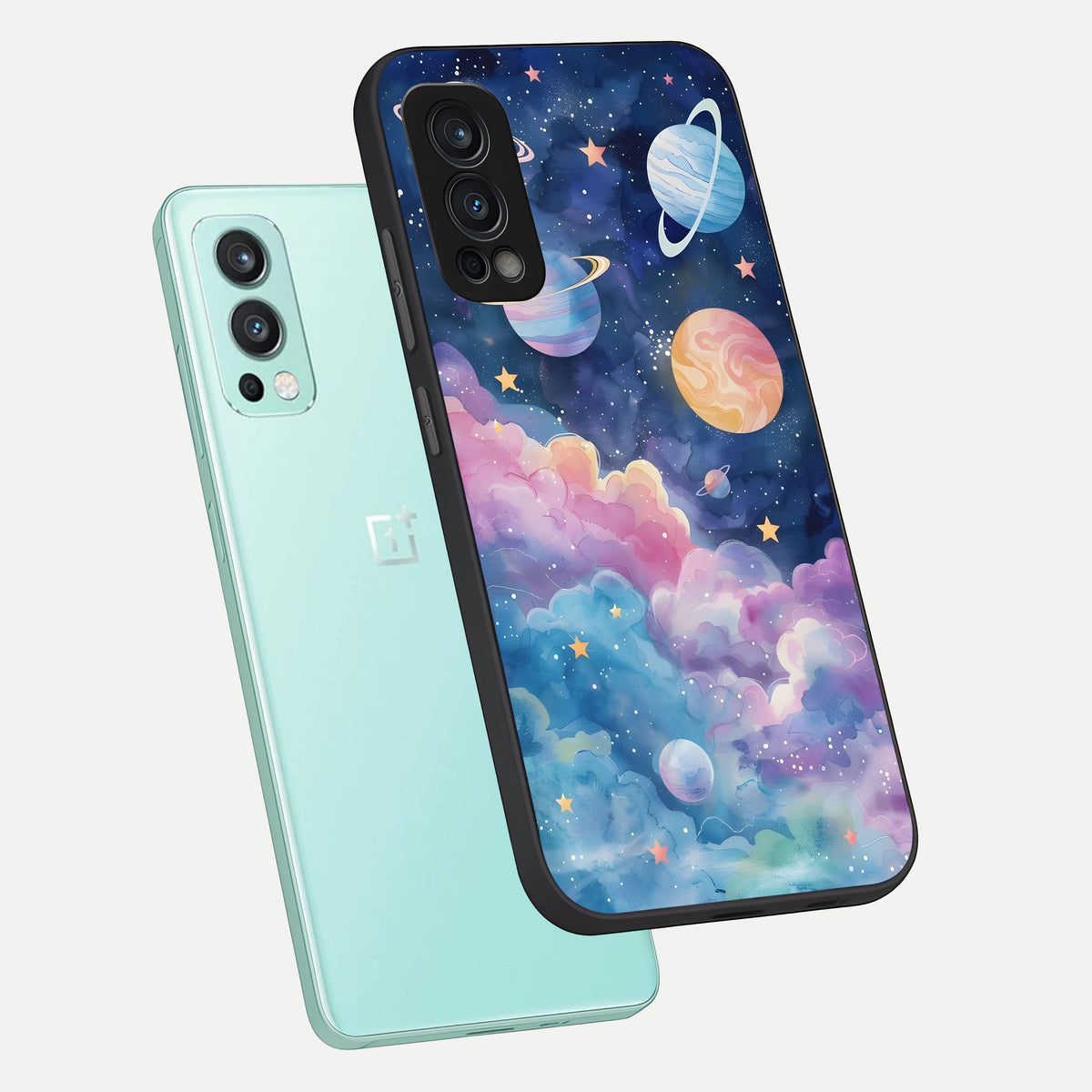  Cosmic Planet Dreams phone case For OnePlus Nord 2 showing premium glass back cover with detailed artwork