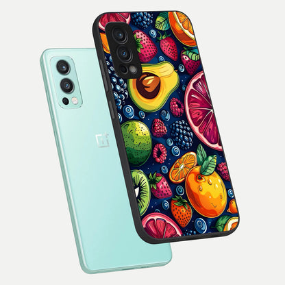  Cute Fruits Art phone case For OnePlus Nord 2 showing premium glass back cover with detailed artwork