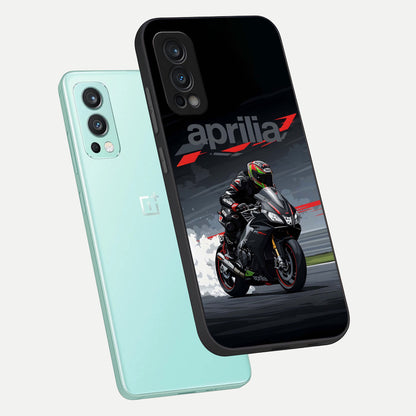  Dark Aprilla phone case For OnePlus Nord 2 showing premium glass back cover with detailed artwork