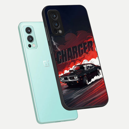  Dark Charger Fury phone case For OnePlus Nord 2 showing premium glass back cover with detailed artwork