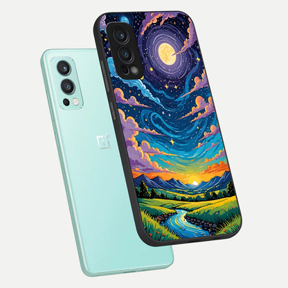  Dreamy Night Landscape phone case For OnePlus Nord 2 showing premium glass back cover with detailed artwork