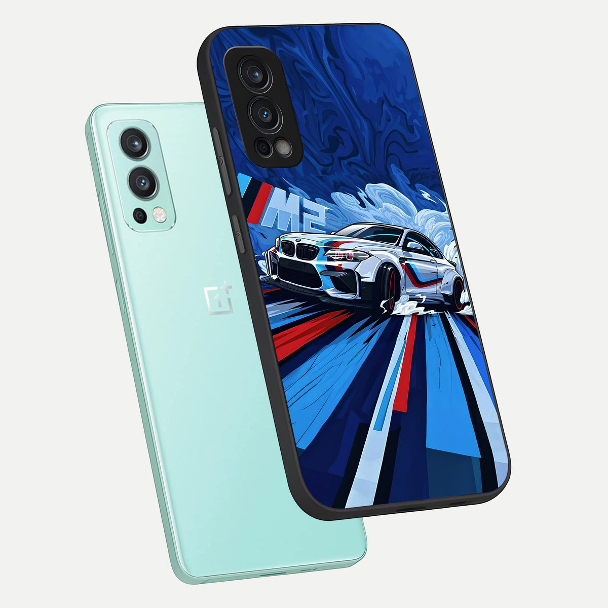  Drift Power Rush phone case For OnePlus Nord 2 showing premium glass back cover with detailed artwork