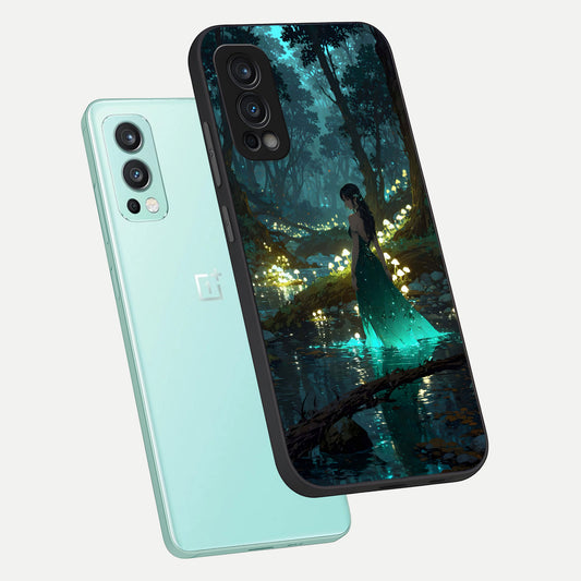  Enchanted Forest Glow phone case For OnePlus Nord 2 showing premium glass back cover with detailed artwork