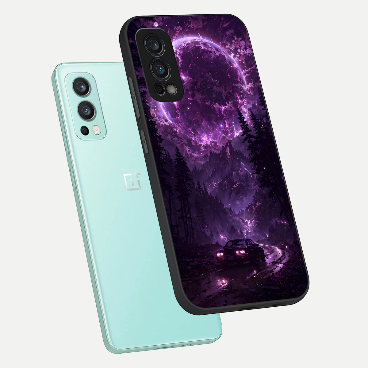  Eternal Cosmic Drive phone case For OnePlus Nord 2 showing premium glass back cover with detailed artwork