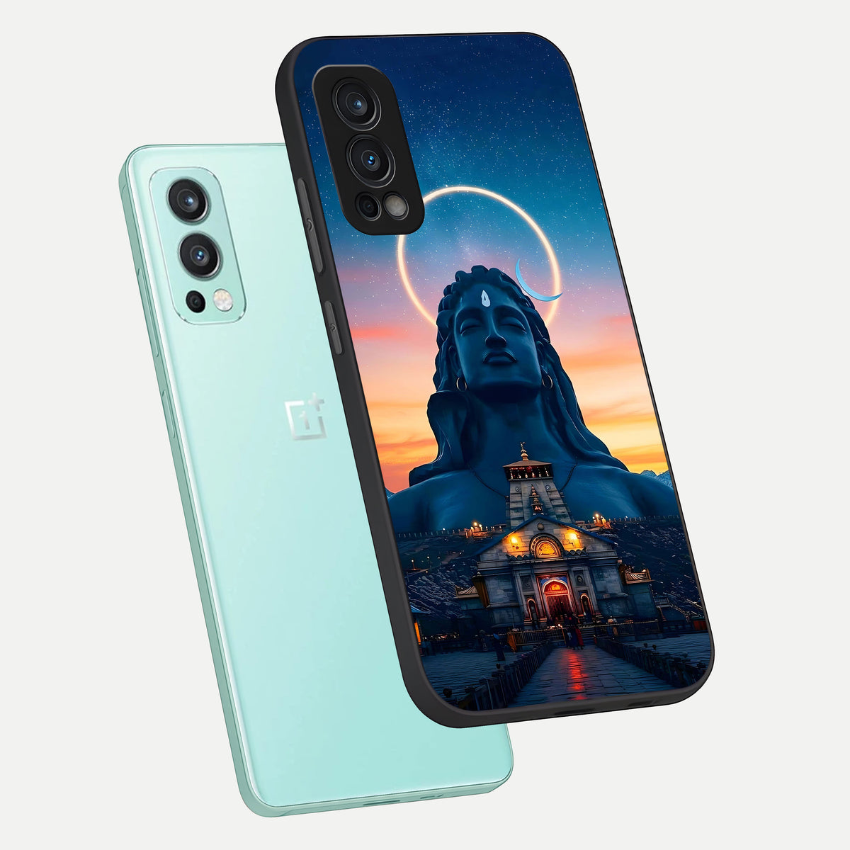  Eternal Shiva Aura phone case For OnePlus Nord 2 showing premium glass back cover with detailed artwork