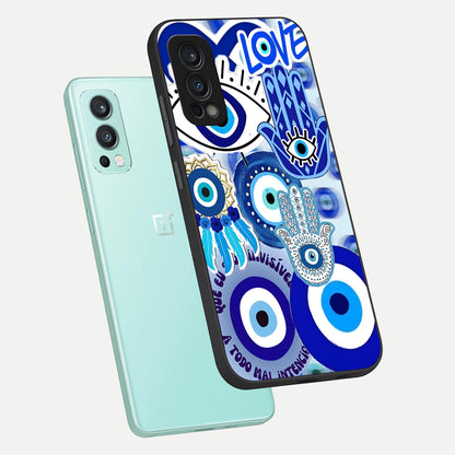  Evil Eyes Dream phone case For OnePlus Nord 2 showing premium glass back cover with detailed artwork