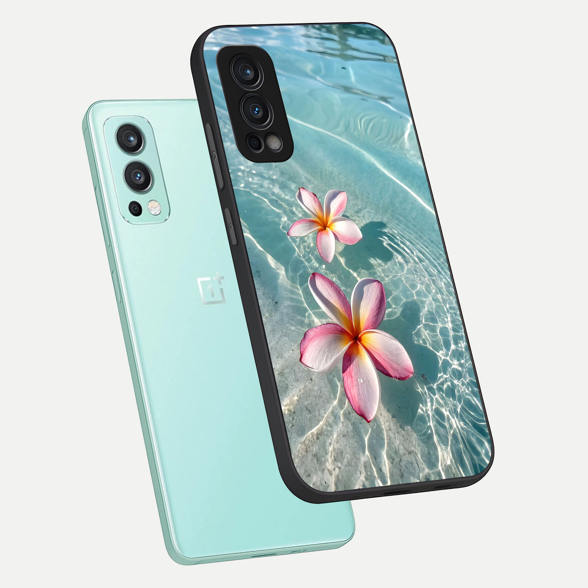  Floating Bloom Bliss phone case For OnePlus Nord 2 showing premium glass back cover with detailed artwork