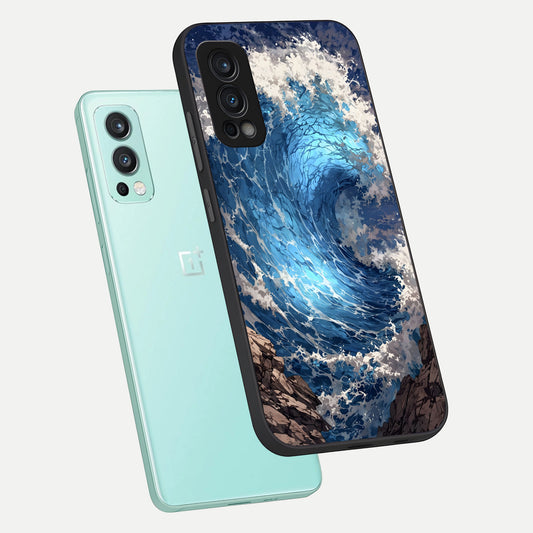  Giant Ocean Wave phone case For OnePlus Nord 2 showing premium glass back cover with detailed artwork