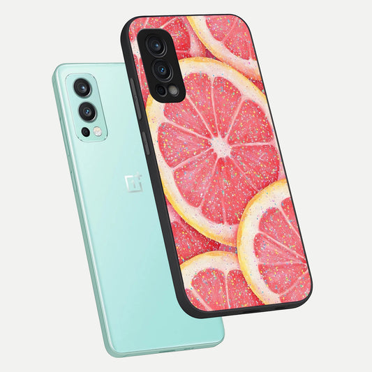  Glitter Grapefruit phone case For OnePlus Nord 2 showing premium glass back cover with detailed artwork