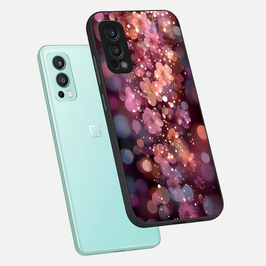  Glowing Petal Bliss phone case For OnePlus Nord 2 showing premium glass back cover with detailed artwork