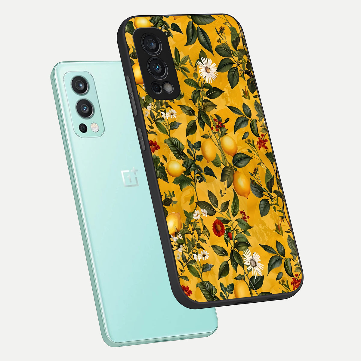  Golden Lemon Field phone case For OnePlus Nord 2 showing premium glass back cover with detailed artwork