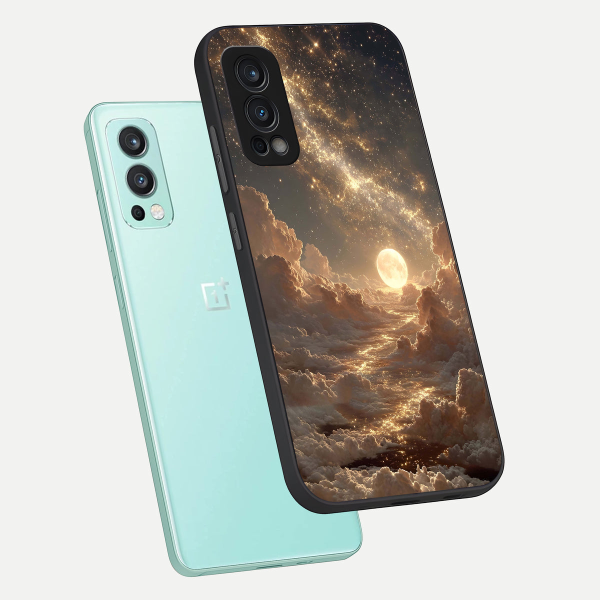  Golden Sky Dream phone case For OnePlus Nord 2 showing premium glass back cover with detailed artwork