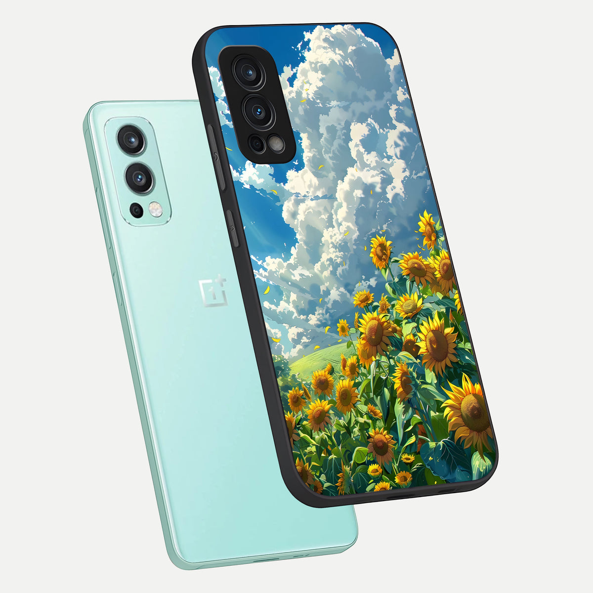  Golden Sun Glory phone case For OnePlus Nord 2 showing premium glass back cover with detailed artwork