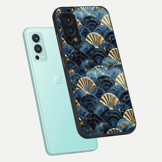  Golden Wave Luxe phone case For OnePlus Nord 2 showing premium glass back cover with detailed artwork